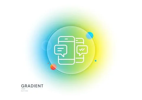 Phone Message line icon. Mobile chat sign. Gradient blur button. Vector Illustrazione stock