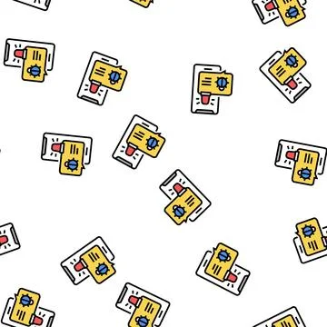 Phone message with virus alarm vector seamless pattern Stock Illustration