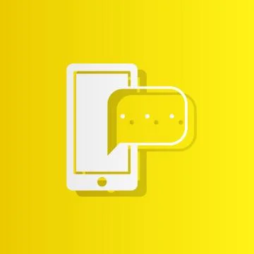 Phone with message white icon with shadow Stock Illustration