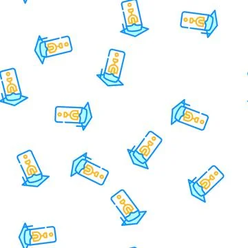 Phone with microphone for recording lesson vector seamless pattern Stock Illustration