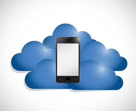 Phone in the middle of a set of clouds. Stock Illustration
