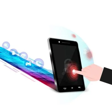 Phone, mobile data protection system, security sign and symbol technology Stock Illustration