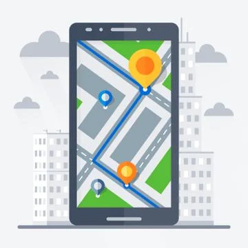 Phone with mobile gps navigation Stock Illustration