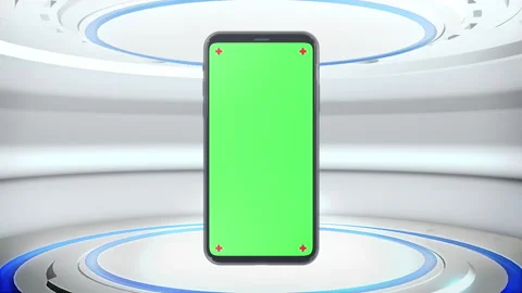 Phone mobile with screen green screen on sci fi technology background Stock-Footage 142178468