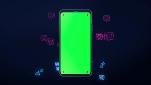 Phone mobile with screen green screen social network like heart love icon  Stock Footage 142179146