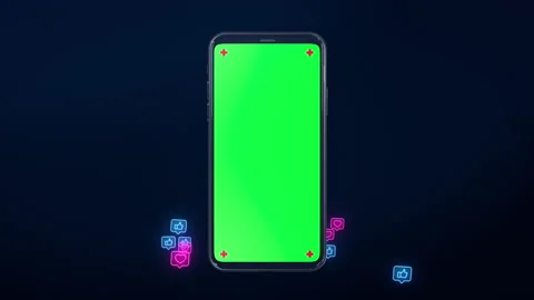 Phone mobile with screen green screen social network like heart love icon  Stock-Footage 142179152