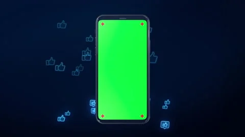 Phone mobile with screen green screen social network like heart love icon  Stock-Footage 142179153