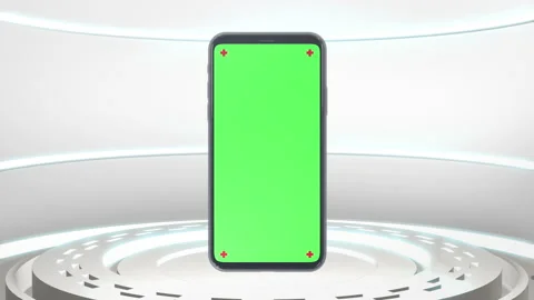 Phone mobile with screen green screen on sci fi technology background Stock-Footage 142179474