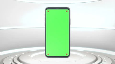 Phone mobile with screen green screen on sci fi technology background Stock-Footage 142179643