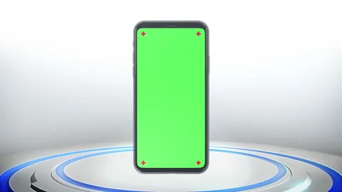 Phone mobile with screen green screen on sci fi technology background Stock-Footage 142179686