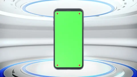 Phone mobile with screen green screen on sci fi technology background Stock-Footage 142179799