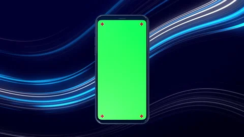 Phone mobile with screen green screen on sci fi technology background Stock-Footage 142180558