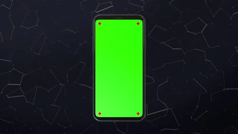 Phone mobile with screen green screen on sci fi technology background Stock-Footage 142180744