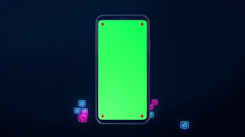 Phone mobile with screen green screen social network like heart love icon  Stock-Footage 142180776