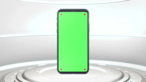 Phone mobile with screen green screen on sci fi technology background Stock-Footage 142181682