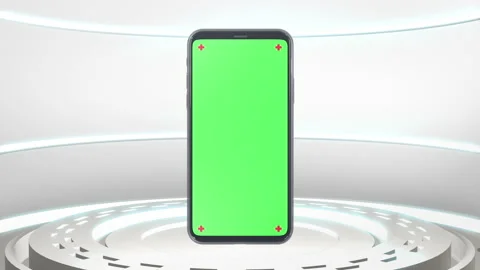 Phone mobile with screen green screen on sci fi technology background Stock-Footage 142181707