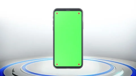 Phone mobile with screen green screen on sci fi technology background Stock-Footage 142181711