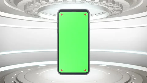 Phone mobile with screen green screen on sci fi technology background Stock-Footage 142181725