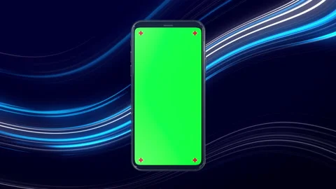 Phone mobile with screen green screen on sci fi technology background Stock-Footage 142182133