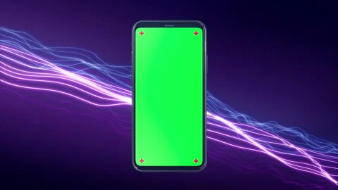 Phone mobile with screen green screen on sci fi technology background Stock-Footage 142182145