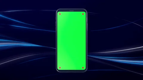 Phone mobile with screen green screen on sci fi technology background Stock-Footage 142182166