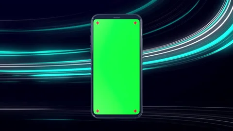 Phone mobile with screen green screen on sci fi technology background Stock-Footage 142182168