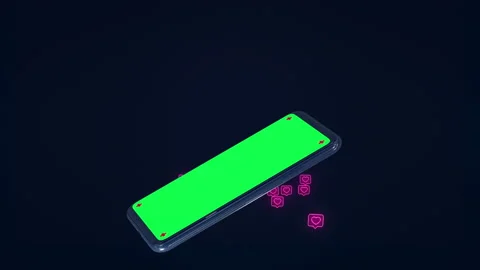 Phone mobile with screen green screen social network like heart love icon  Stock-Footage 142184235