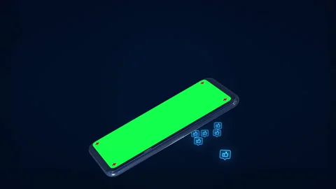Phone mobile with screen green screen social network like heart love icon  Stock-Footage 142184253