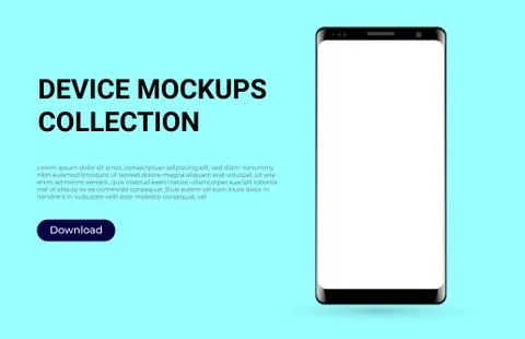 Phone mockup front view 3d realistic template. Smartphone for applications, web Stock Illustration