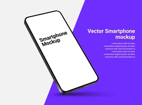Phone mockup isolate 3d vector screen device template. Cellphone app mock up Stock Illustration