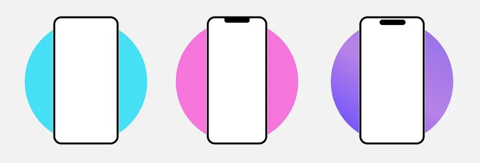 Phone mockup isolate 3d vector screen device template. Cellphone app mock up Stock Illustration