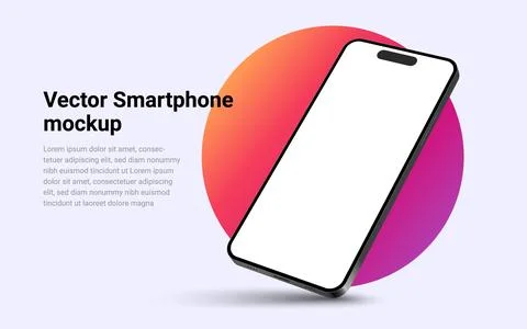 Phone mockup isolate 3d vector screen device template. Cellphone app mock up Stock Illustration