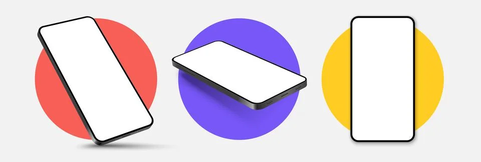 Phone mockup isolate 3d vector screen device template. Cellphone app mock up Stock Illustration