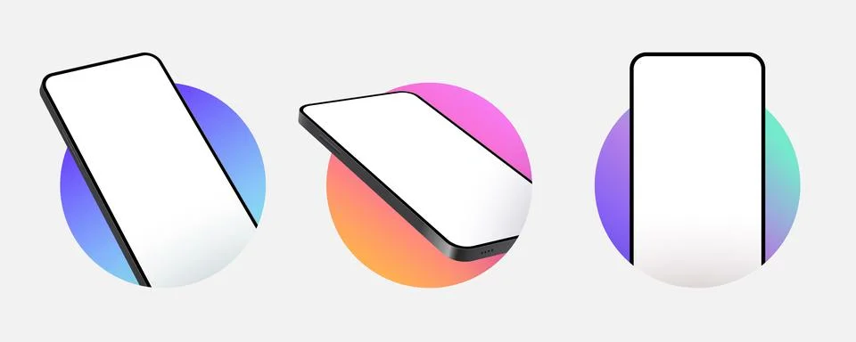 Phone mockup isolate 3d vector screen device template. Cellphone app mock up Stock Illustration