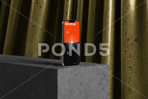 Phone Mockup on Podium PSD Template