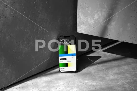 Phone Mockup with Textured Wall PSD Template