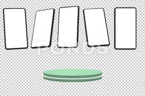 Phone mockup white screen with podium neon green transparent background 3d psd PSD-Vorlage