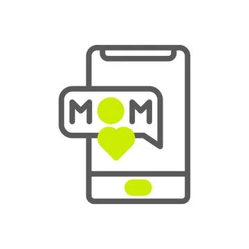 Phone mom icon duotone grey vibrant green colour mother day symbol illustra.. Stock Illustration