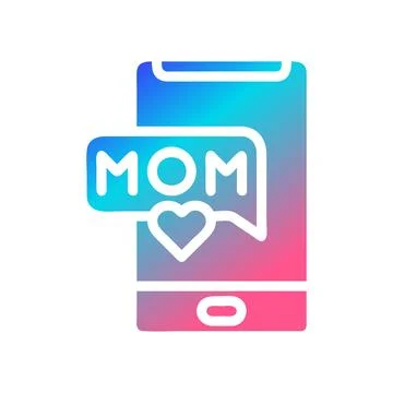 Phone mom icon solid gradient red purple blue colour mother day symbol illu.. Stock Illustration