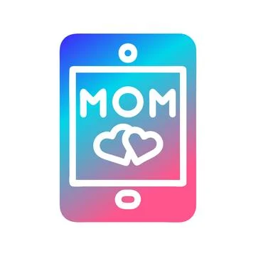 Phone mom icon solid gradient red purple blue colour mother day symbol illu.. Illustrazione stock