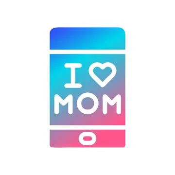 Phone mom icon solid gradient red purple blue colour mother day symbol illu.. 库存插图
