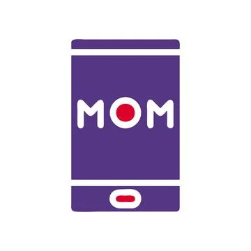 Phone mom icon solid red purple colour mother day symbol illustration. Stock Illustration