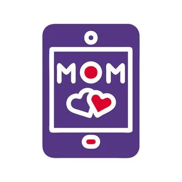 Phone mom icon solid red purple colour mother day symbol illustration. Stock Illustration