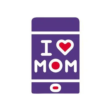 Phone mom icon solid red purple colour mother day symbol illustration. Stock Illustration