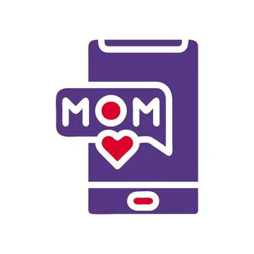 Phone mom icon solid red purple colour mother day symbol illustration. Stock Illustration