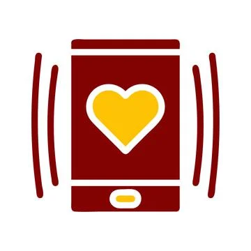 Phone mom icon solid red yellow colour mother day symbol illustration. Stock Illustration