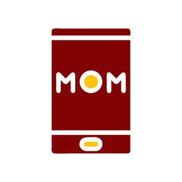 Phone mom icon solid red yellow colour mother day symbol illustration. Stock Illustration