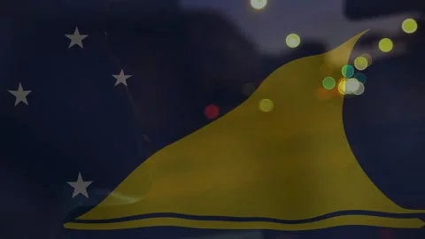 Phone moving causing yellow fin rising and curving across panel, 5 stars static, Stock Footage 322119261