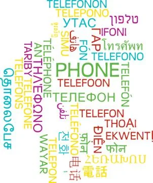 Phone multilanguage wordcloud background concept Stock Illustration