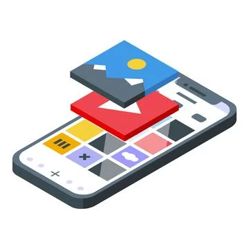 Phone multimedia icon isometric vector. Cell button 스톡 일러스트